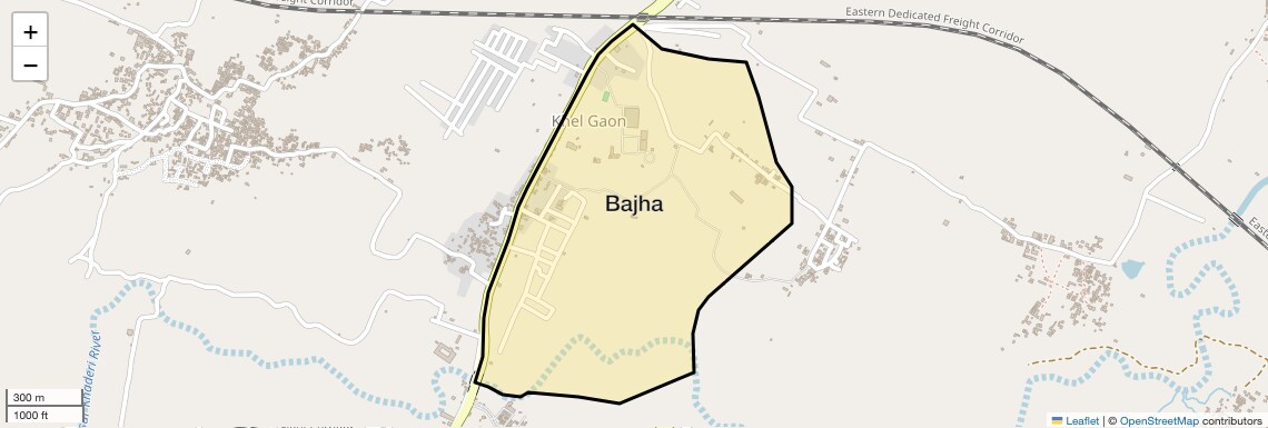 Location Map of Bajha, Allahabad