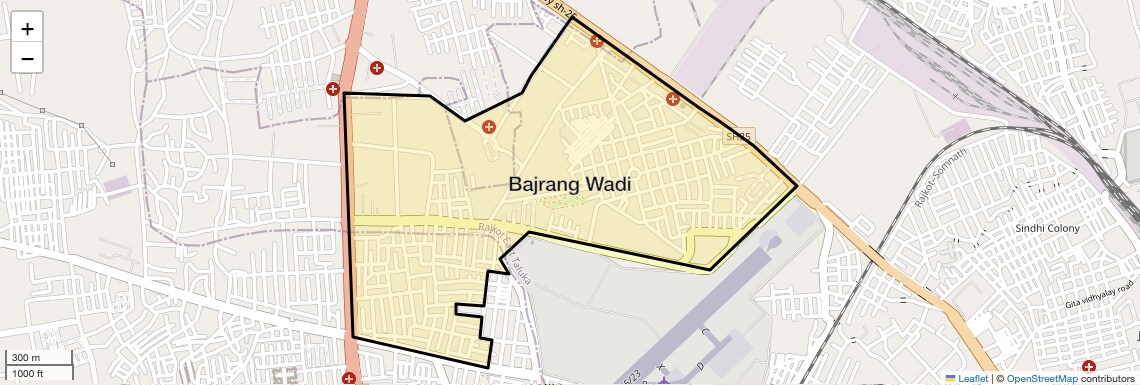 Location Map of Bajrang Wadi, Rajkot