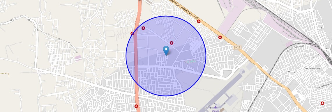 Location Map of Bajrang Wadi, Rajkot