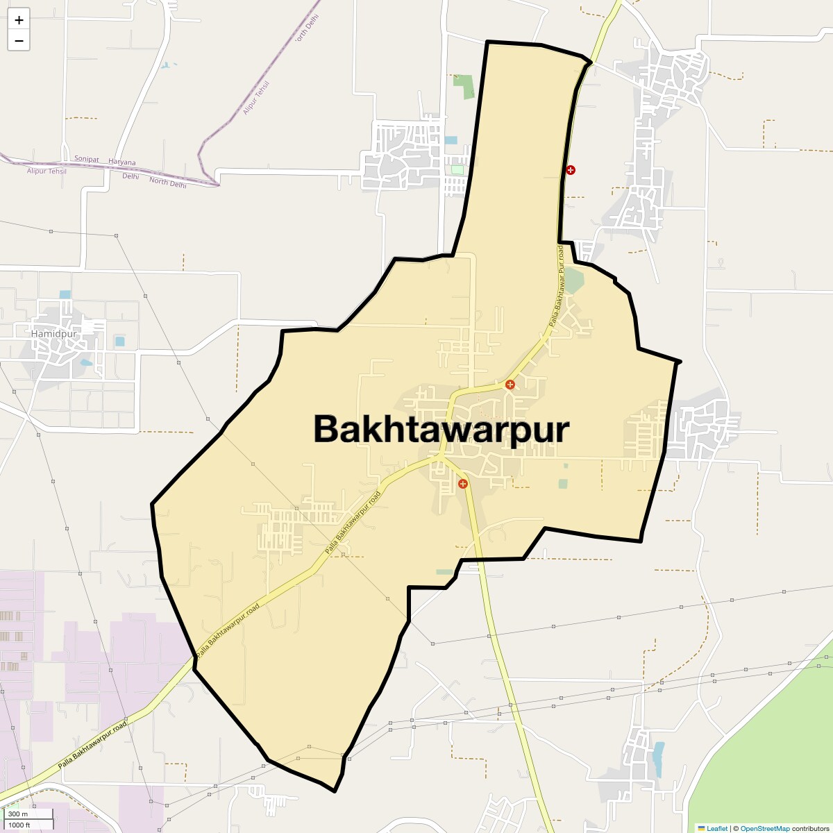 Location Map of Bakhtawarpur, Delhi
