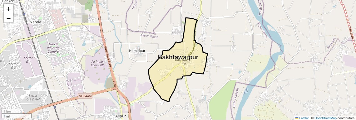 Location Map of Bakhtawarpur, Delhi