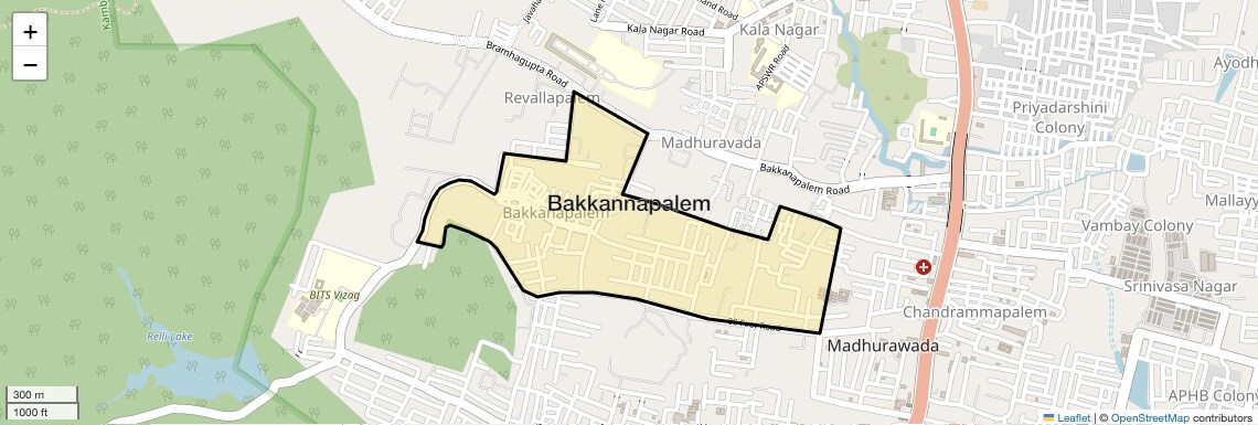 Location Map of Bakkannapalem, Vizag