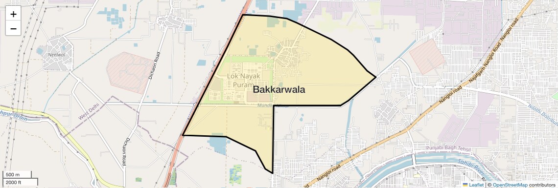 Location Map of Bakkarwala, Delhi
