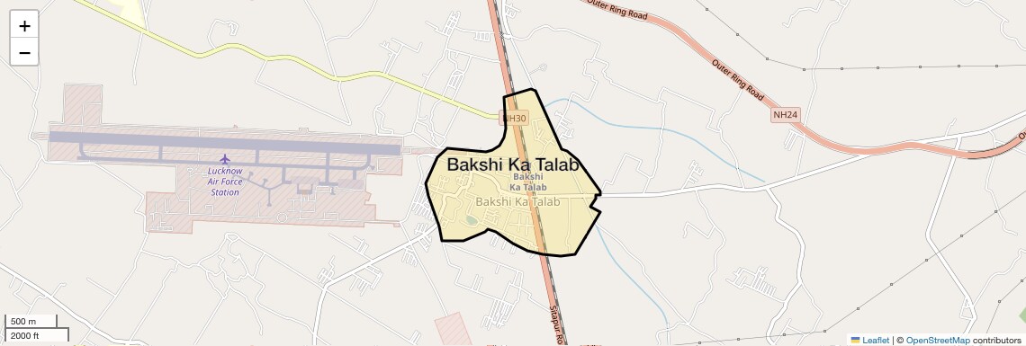 Location Map of Bakshi Ka Talab, Lucknow