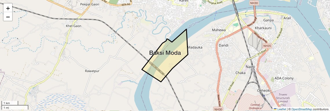 Location Map of Baksi Moda, Allahabad