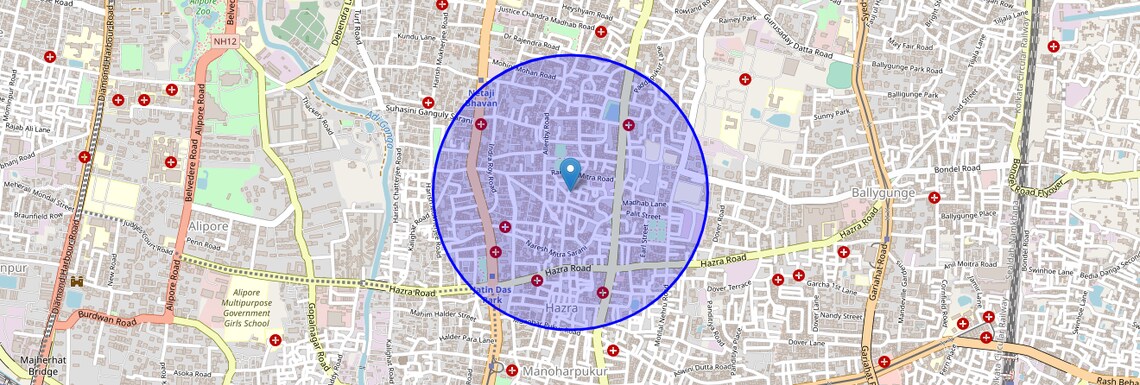 Location Map of Bakul Bagan Road, Kolkata
