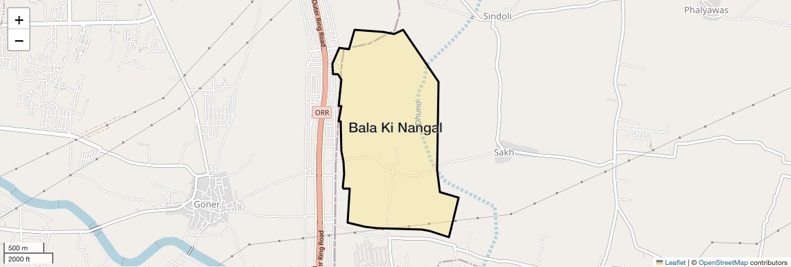 Location Map of Bala Ki Nangal, Jaipur
