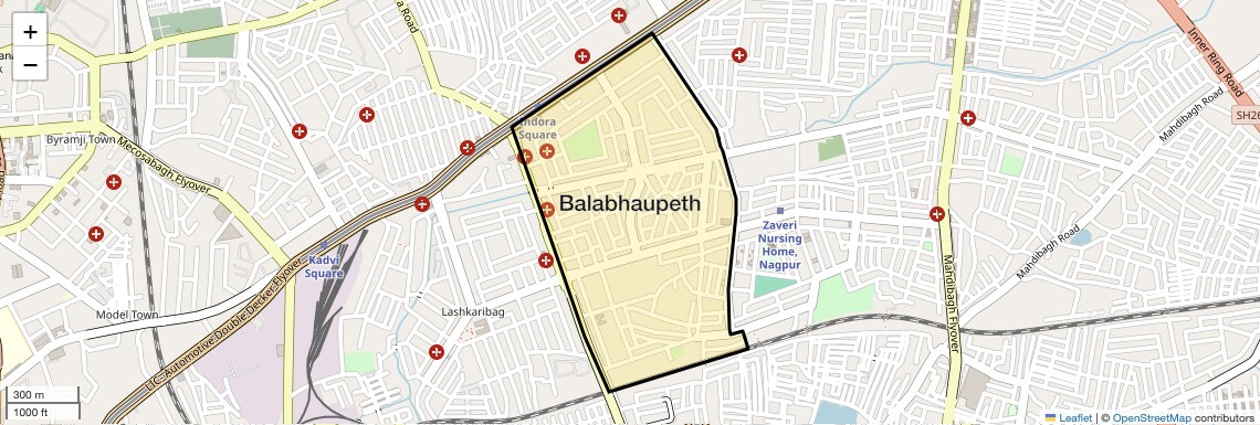Location Map of Balabhaupeth, Nagpur