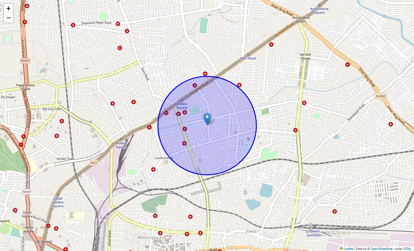 Location Map of Balabhaupeth, Nagpur