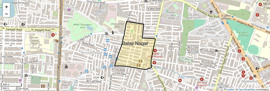 Location Map of Balaji Nagar, Bangalore