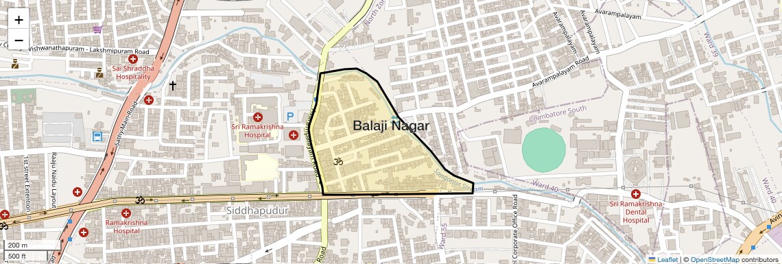 Location Map of Balaji Nagar, Coimbatore