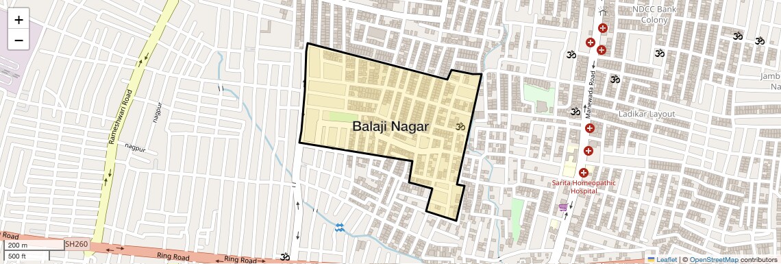Location Map of Balaji Nagar, Nagpur