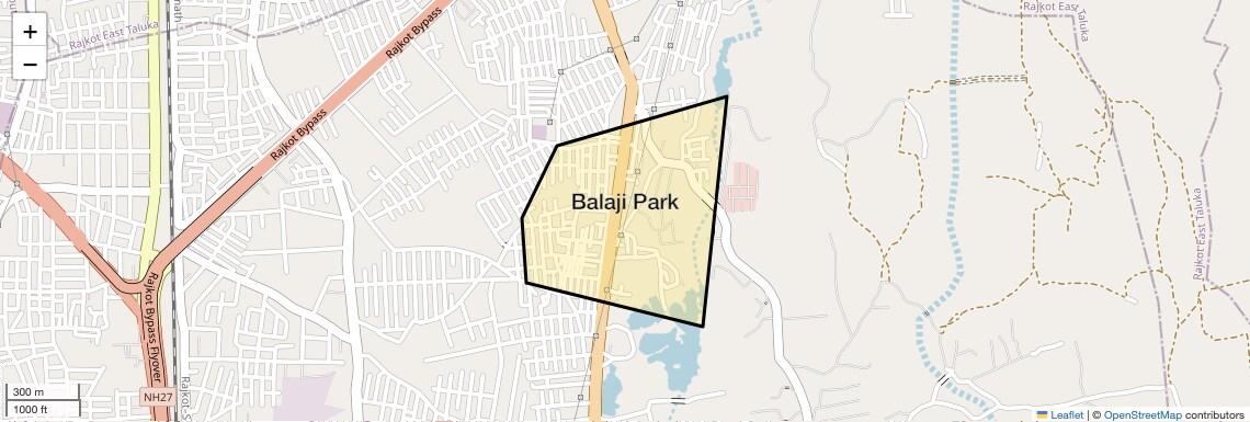Location Map of Balaji Park, Rajkot
