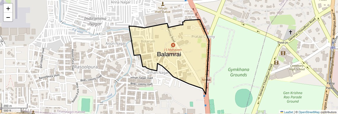 Location Map of Balamrai, Hyderabad