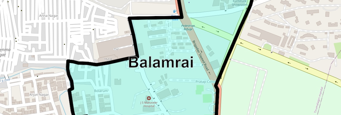Location Map of Balamrai, Hyderabad