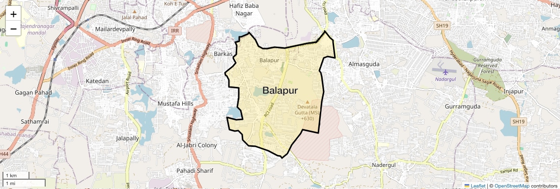 Location Map of Balapur, Hyderabad