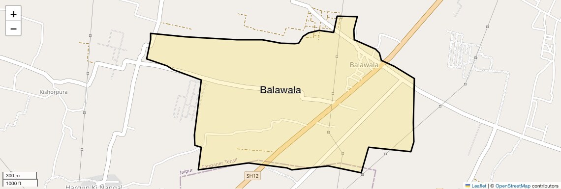 Location Map of Balawala, Jaipur