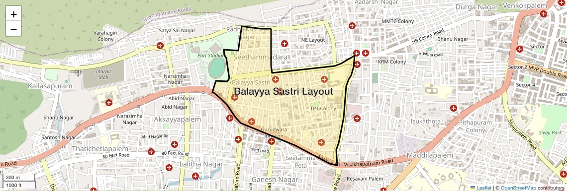 Location Map of Balayya Sastri Layout, Vizag