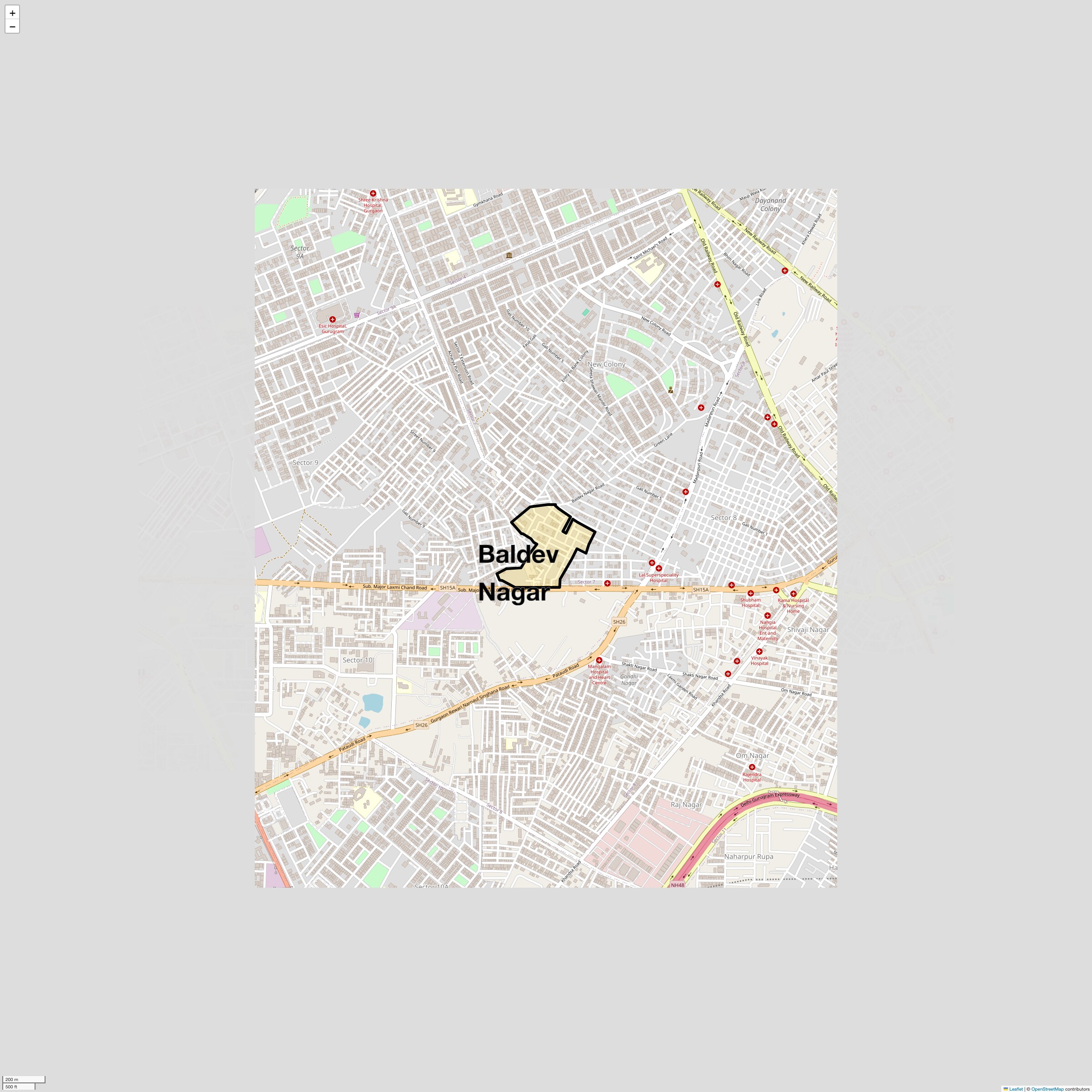 Location Map of Baldev Nagar, Gurgaon