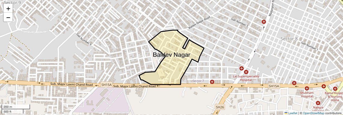 Location Map of Baldev Nagar, Gurgaon