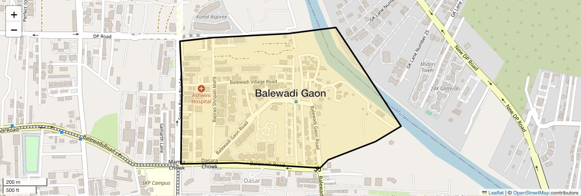Location Map of Balewadi Gaon, Pune