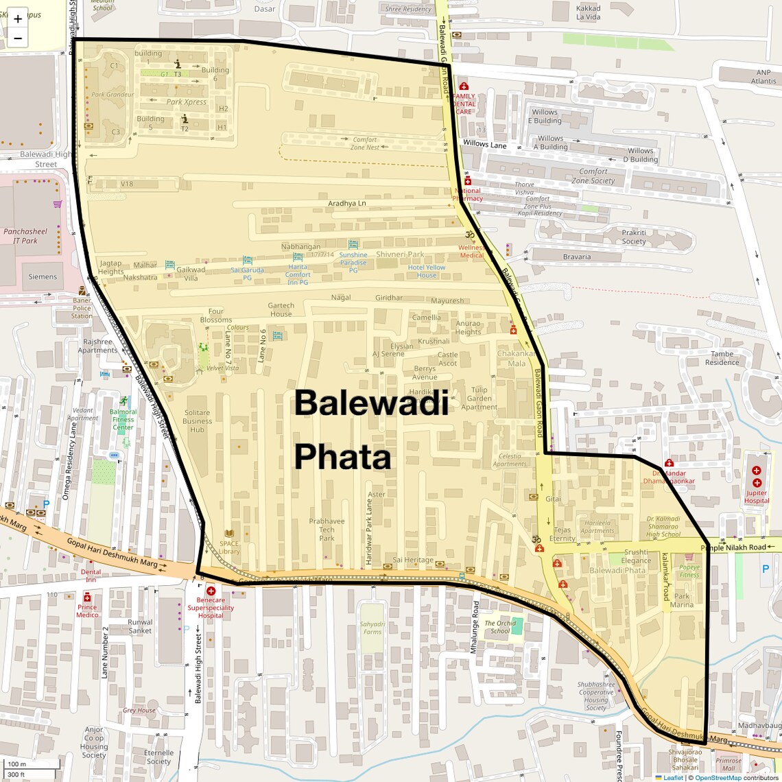 Location Map of Balewadi Phata, Pune