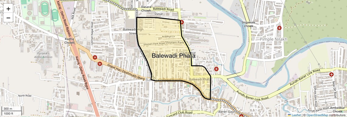 Location Map of Balewadi Phata, Pune