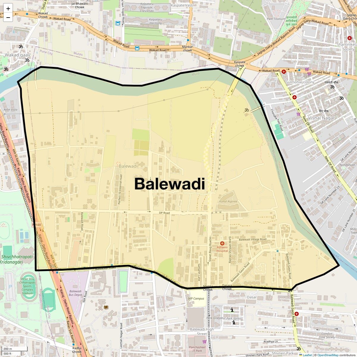 Location Map of Balewadi, Pune