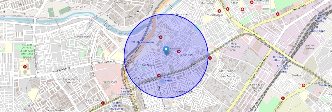 Location Map of Bali Nagar, Delhi