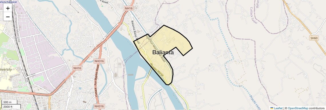 Location Map of Balianta, Bhubaneswar