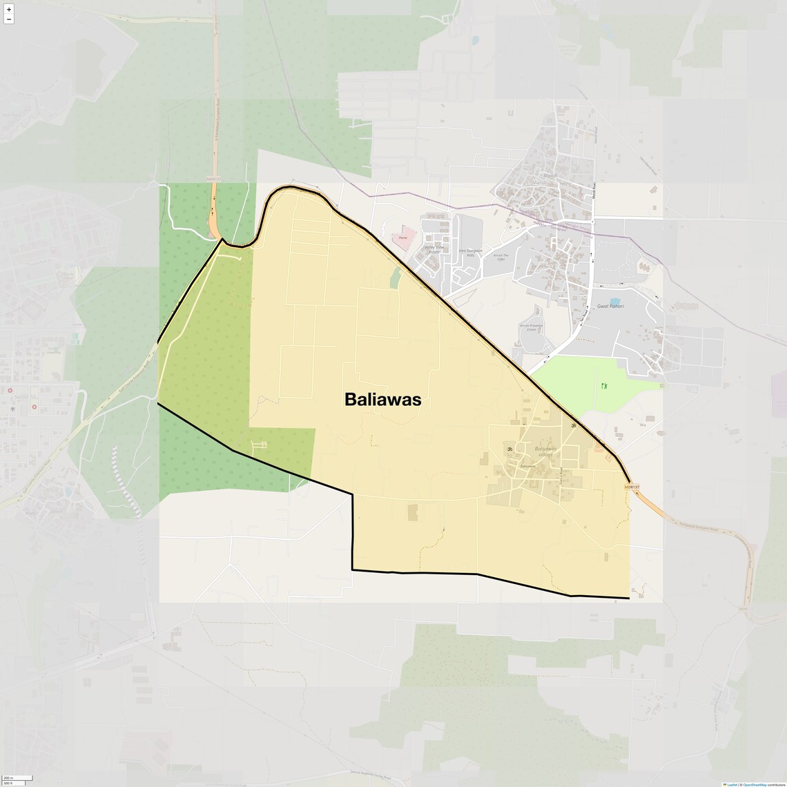 Location Map of Baliawas, Gurgaon