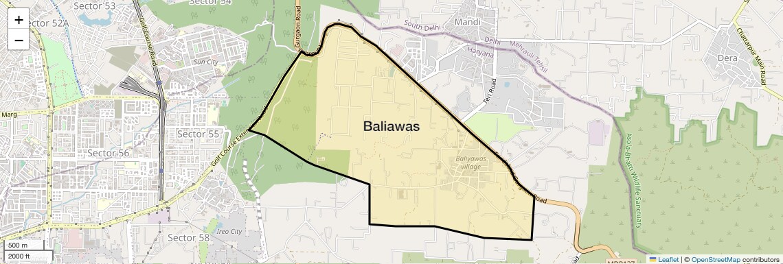Location Map of Baliawas, Gurgaon