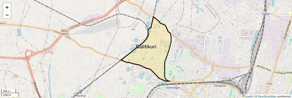 Location Map of Balitikuri, Kolkata