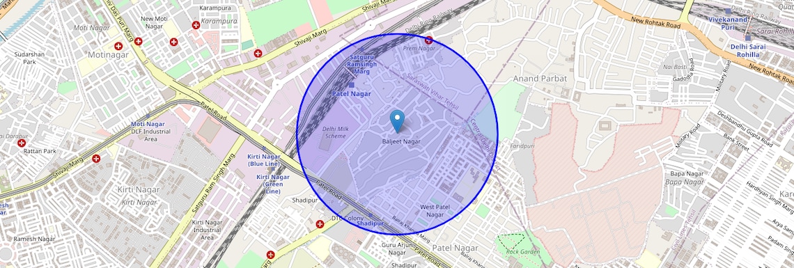 Location Map of Baljit Nagar, Delhi
