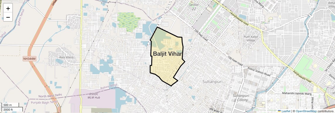 Location Map of Baljit Vihar, Delhi