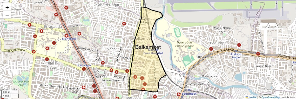 Location Map of Balkampet, Hyderabad
