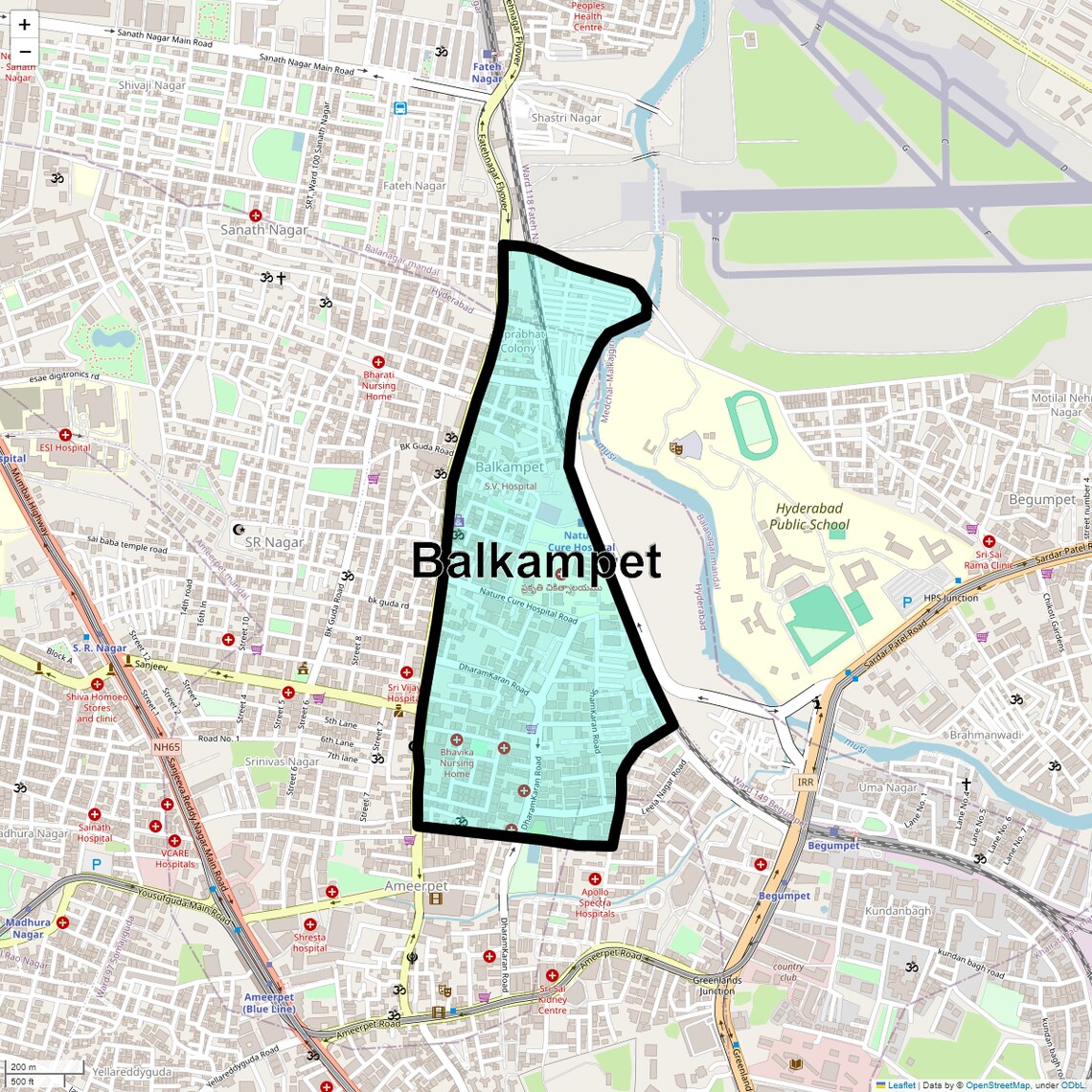 Location Map of Balkampet, Hyderabad
