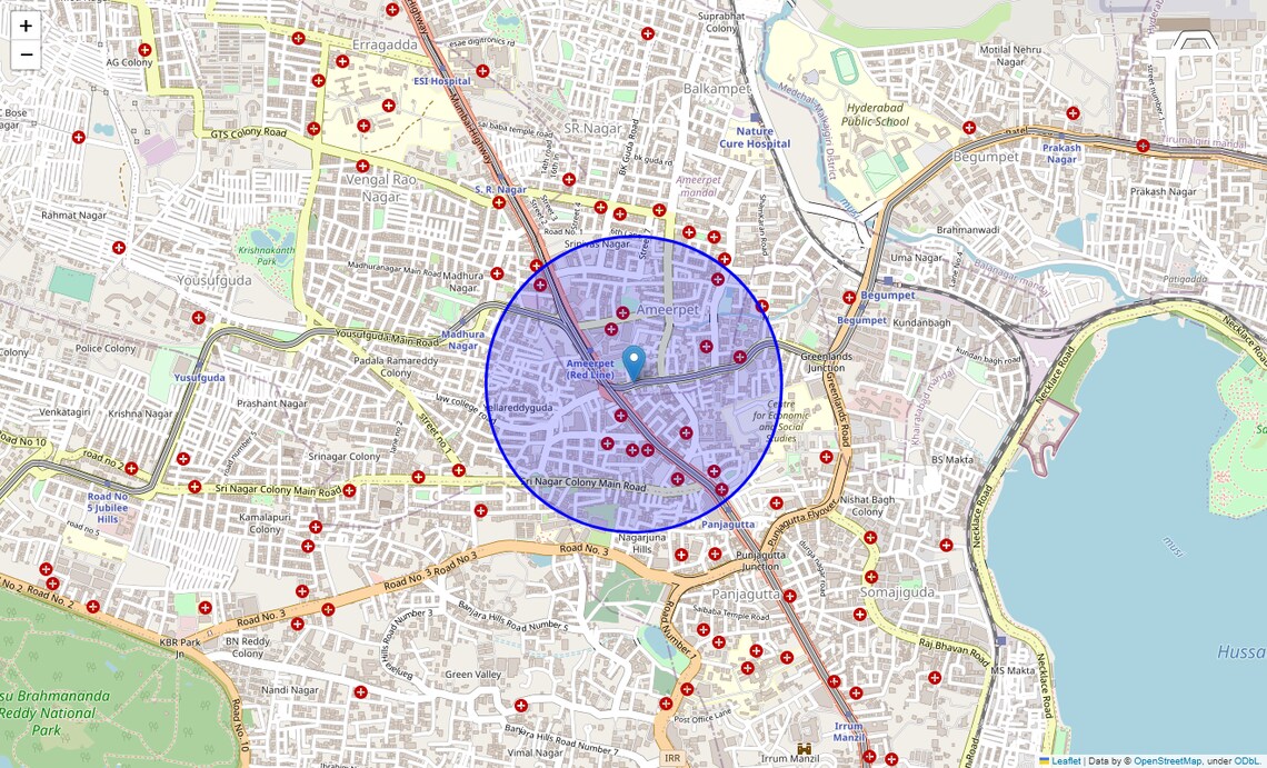 Location Map of Balkampet Road, Hyderabad