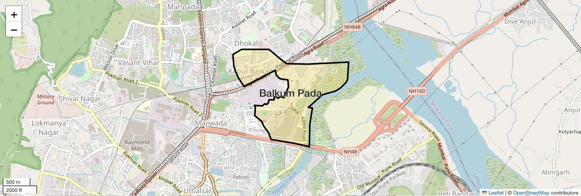 Location Map of Balkum Pada, Thane