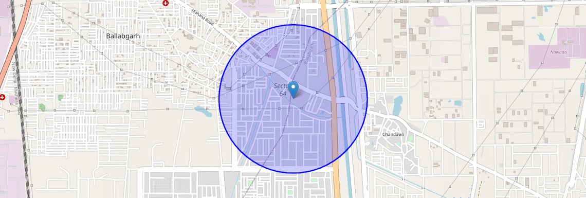 Location Map of Ballabhgarh Sector 64, Faridabad