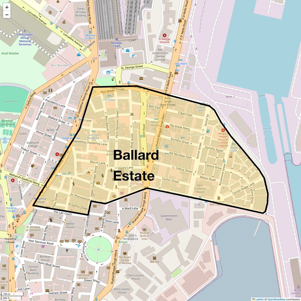 Location Map of Ballard Estate, Mumbai