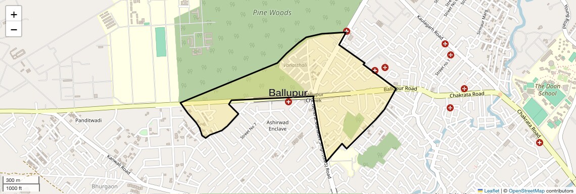 Location Map of Ballupur, Dehradun