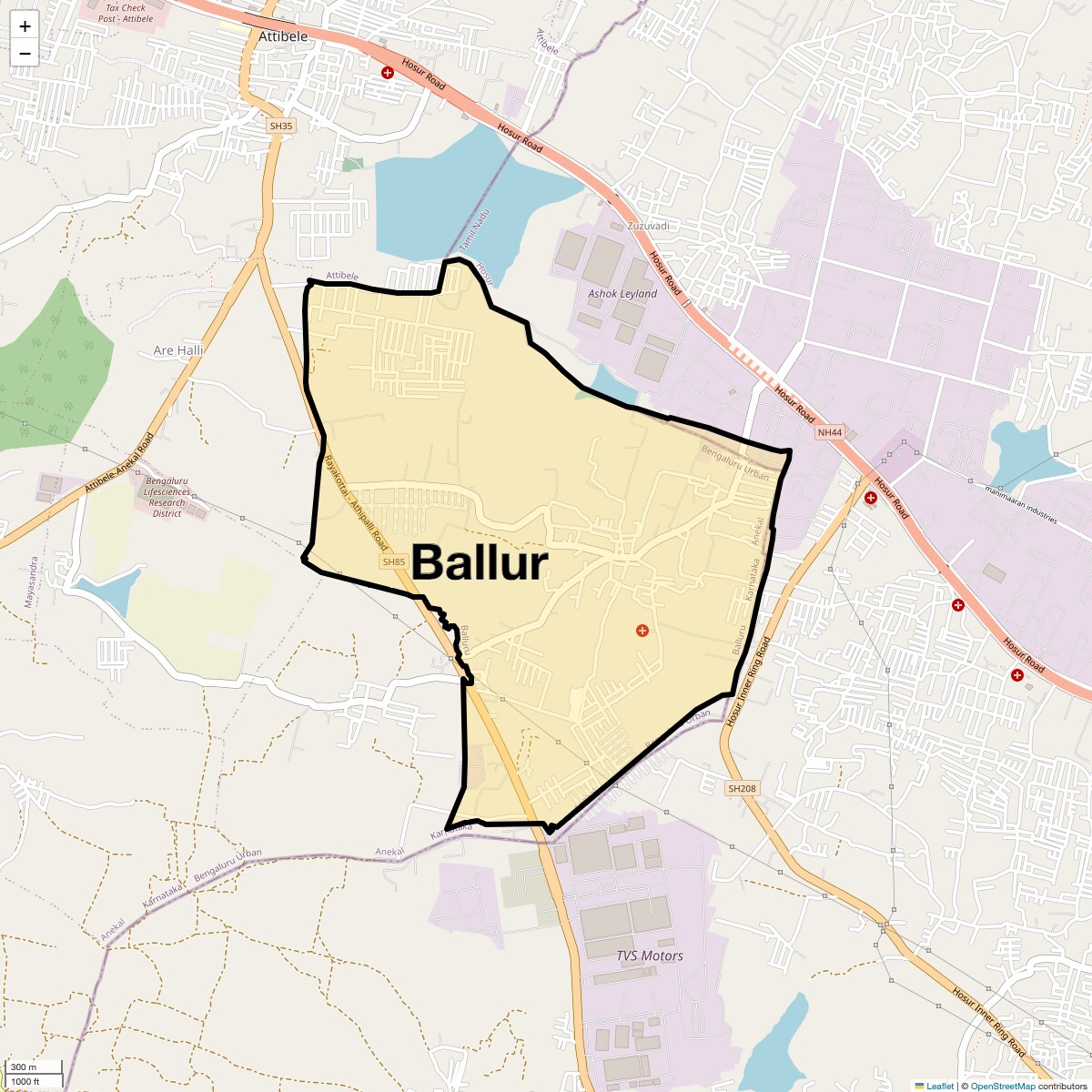 Location Map of Ballur, Bangalore