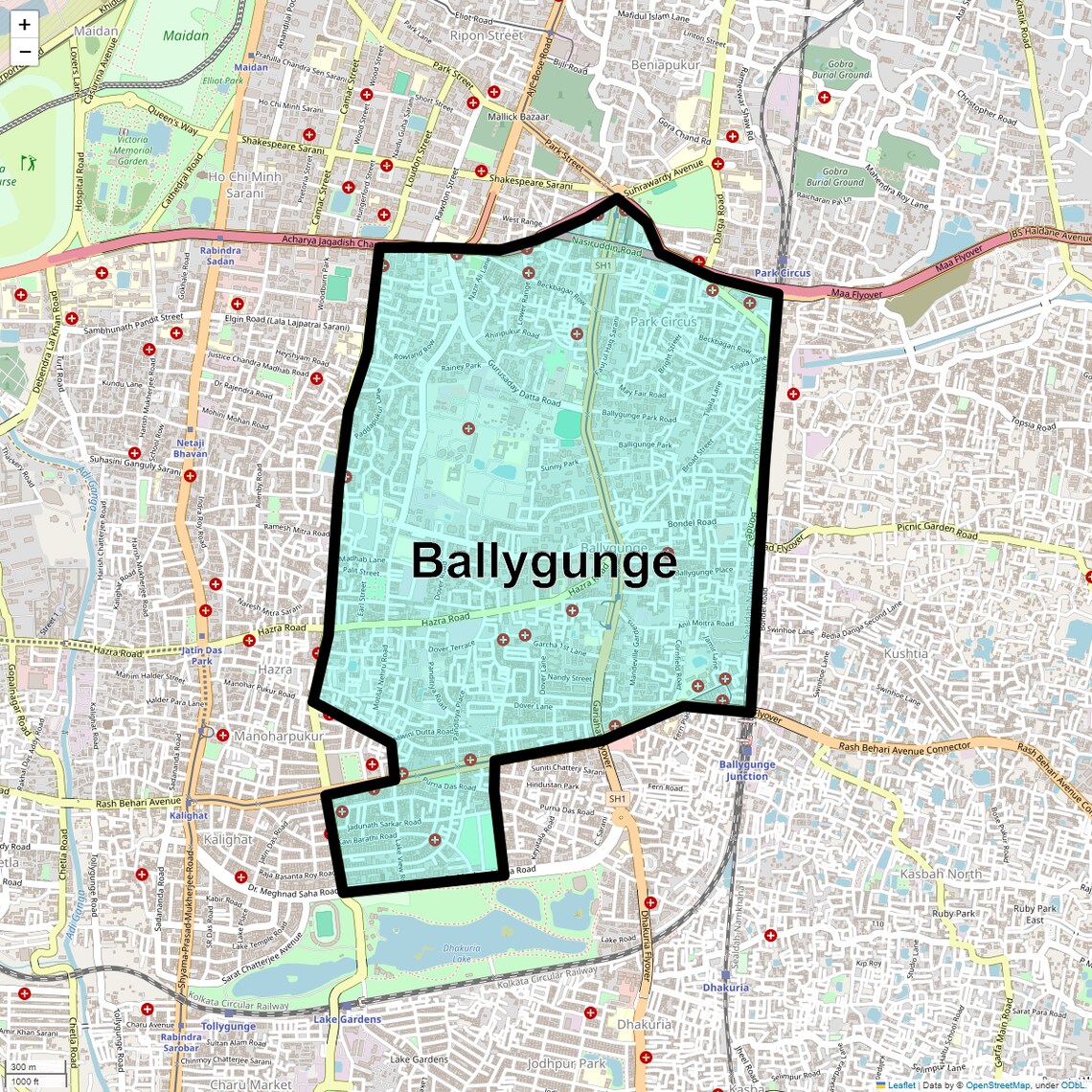 Location Map of Ballygunge, Kolkata