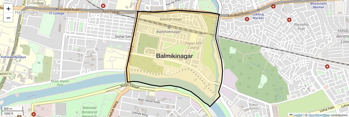 Location Map of Balmikinagar, Lucknow
