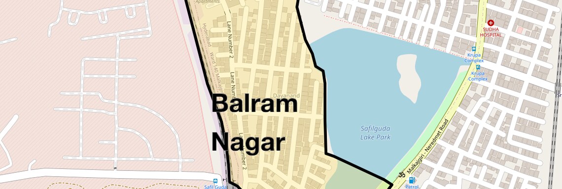 Location Map of Balram Nagar, Hyderabad