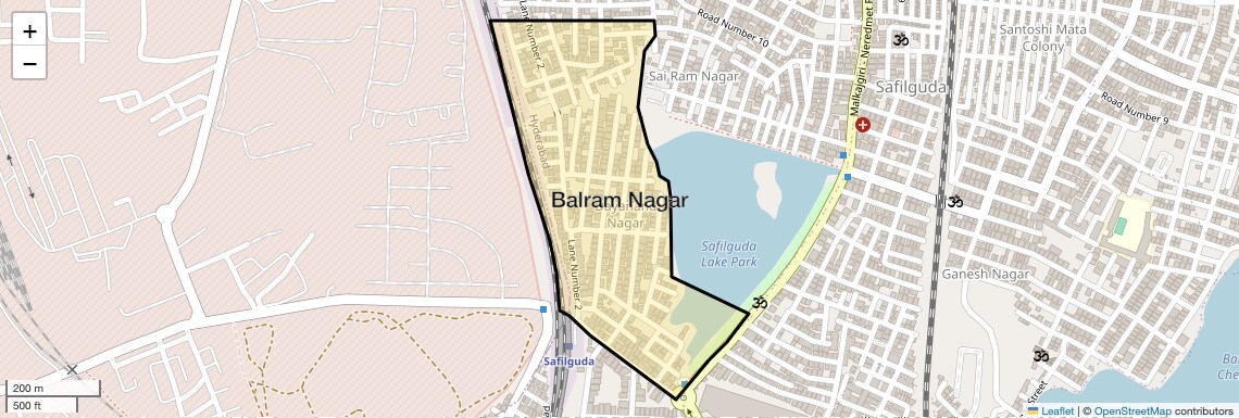 Location Map of Balram Nagar, Hyderabad
