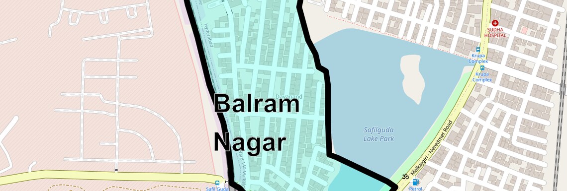 Location Map of Balram Nagar, Hyderabad