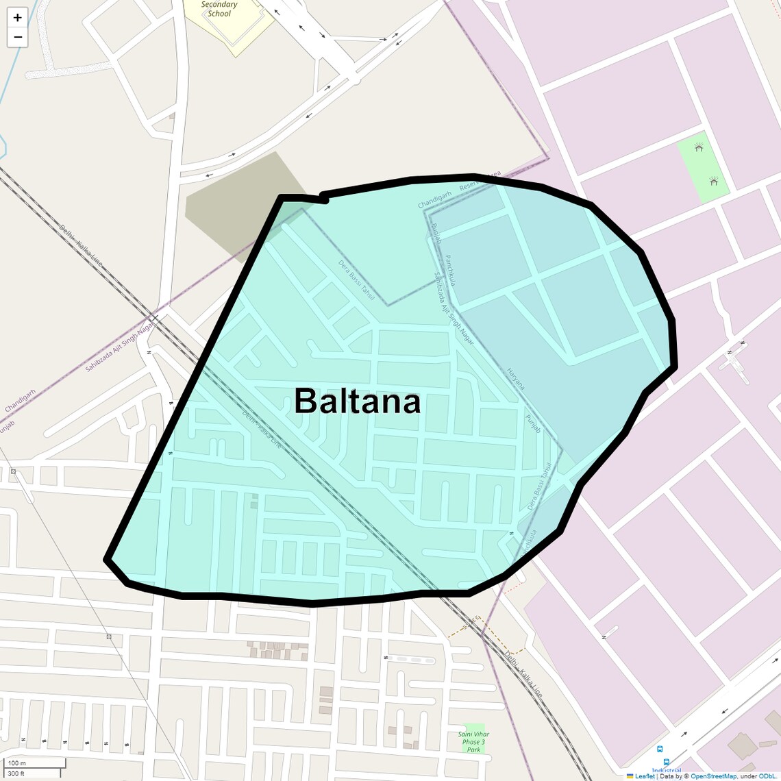 Location Map of Baltana, Zirakpur