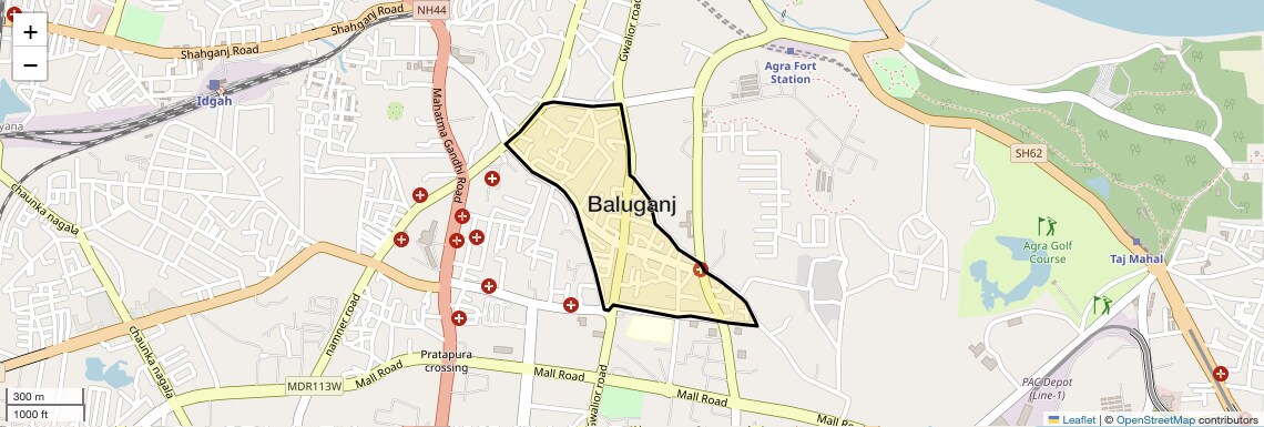 Location Map of Baluganj, Agra